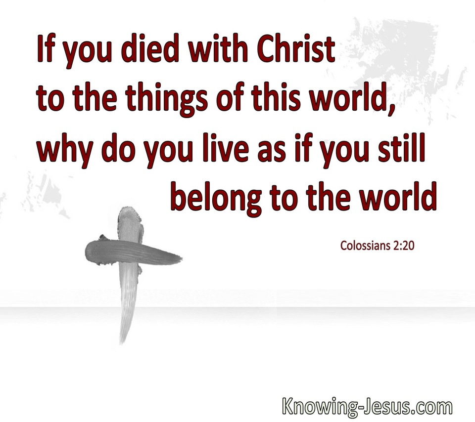 Colossians 2:20 You Died With Christ To The Things Of The World (red)